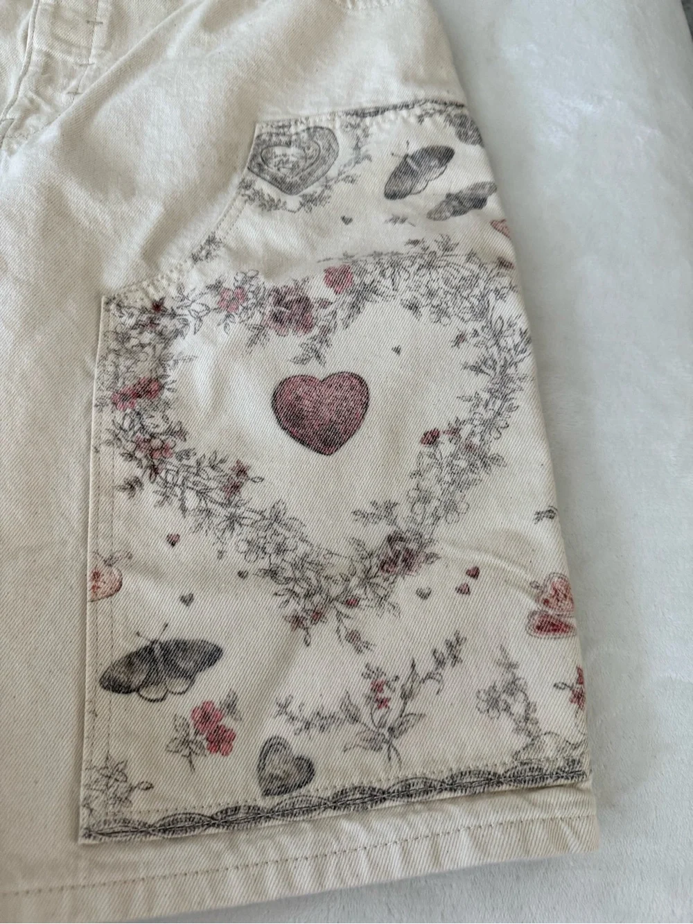 Pilcro Classic Bermuda Love Long Shorts from Anthropologie ivory denim 31 D79